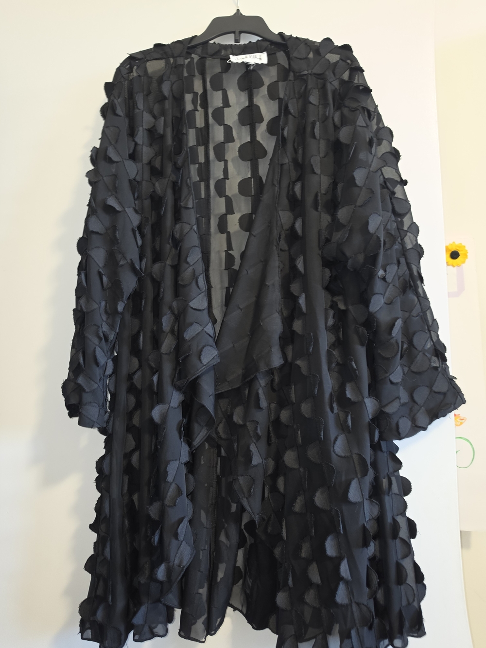 Joseph Ribkoff Black Sheer Appliqué Draped Blazer